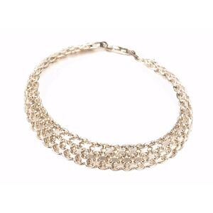VINTAGE‎ ITAOR ITALY 925 STERLING SILVER WOVEN MULTI ROW LINK BRACELET 8 INCH